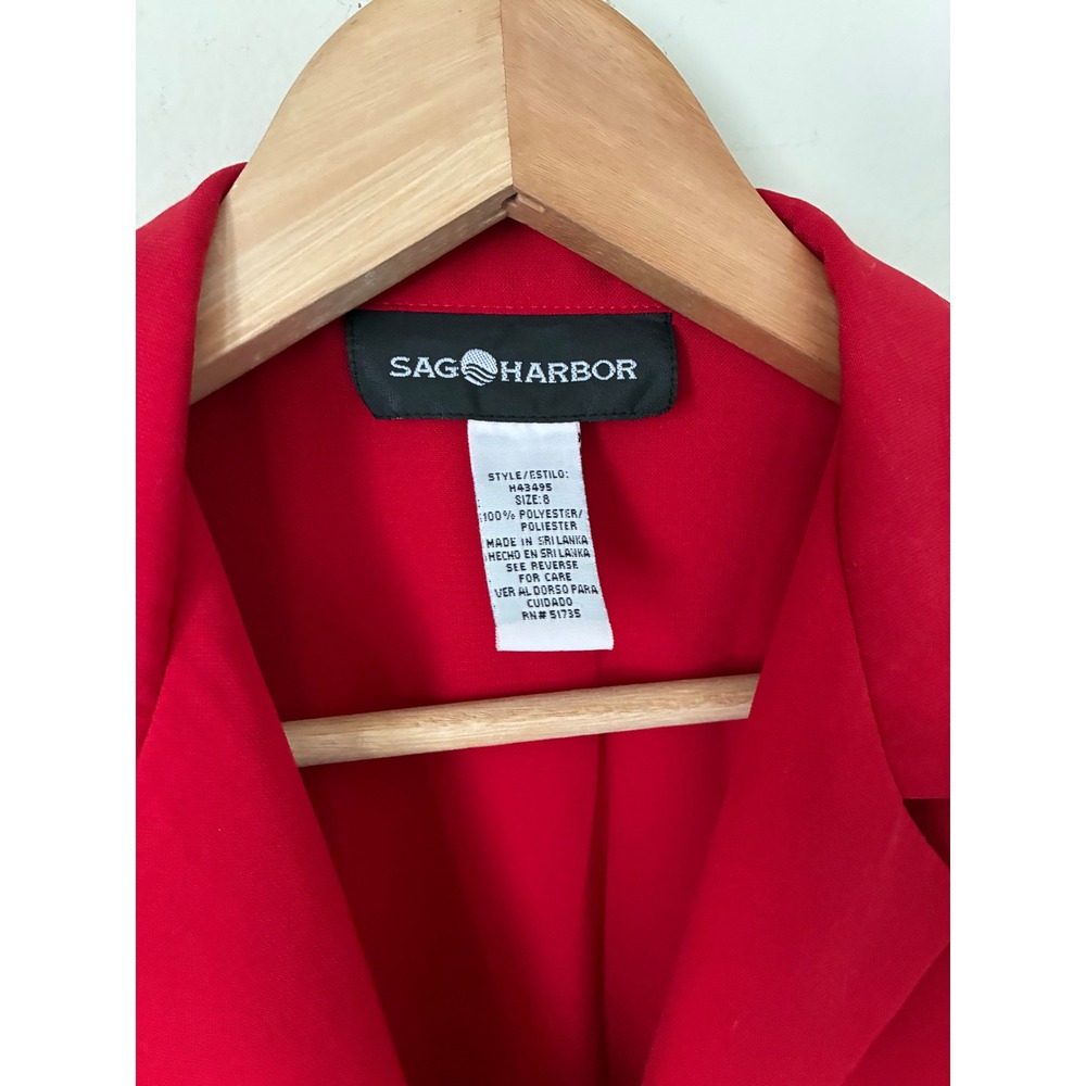 Vintage Sag Harbor Red Button Down Blouse Long Sleeve Notched Collar Size 8 - Picture 2 of 7